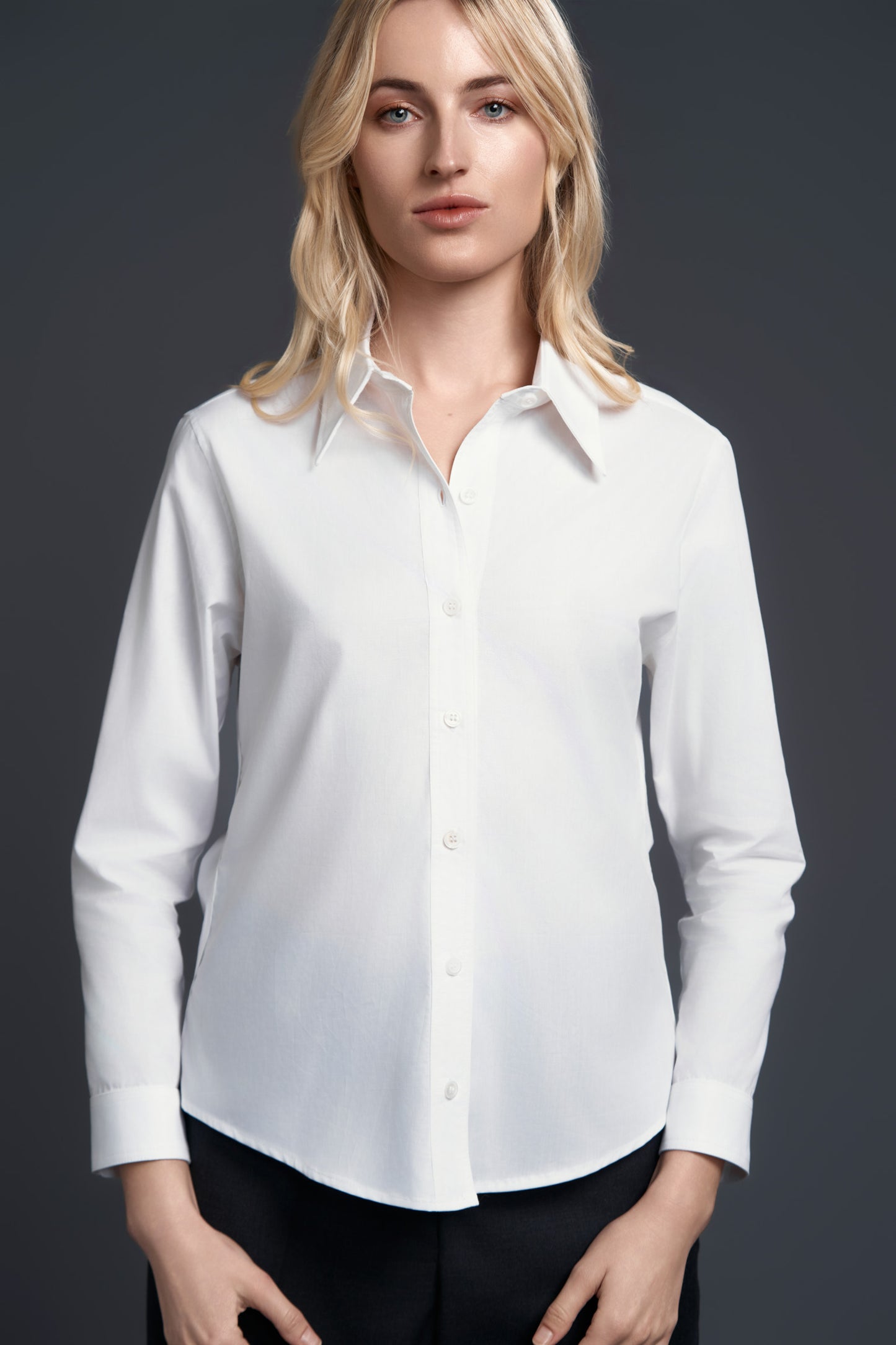 LUXORA WHITE LONG-SLEEVE SHIRT